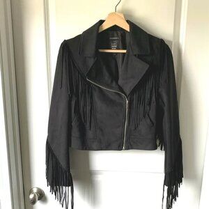 Zara Suede Fringe Moto Jacket